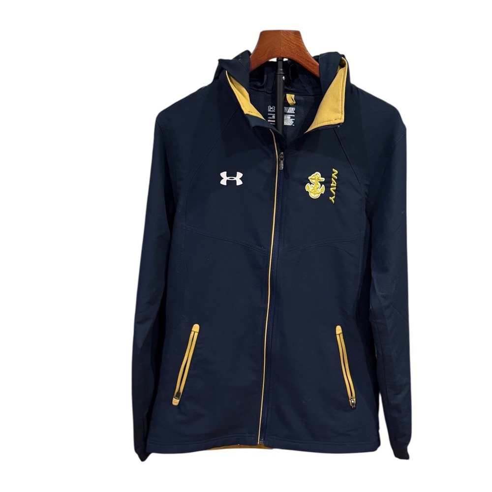Under Armour Navy Midshipmen Hooded Jacket YSM Blue Gold‎ Windbreaker UA